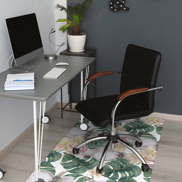 Office chair mat tropical parrots