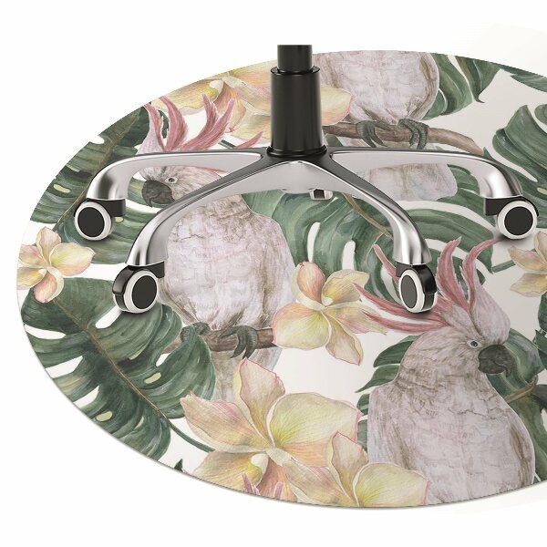 Office chair mat tropical parrots