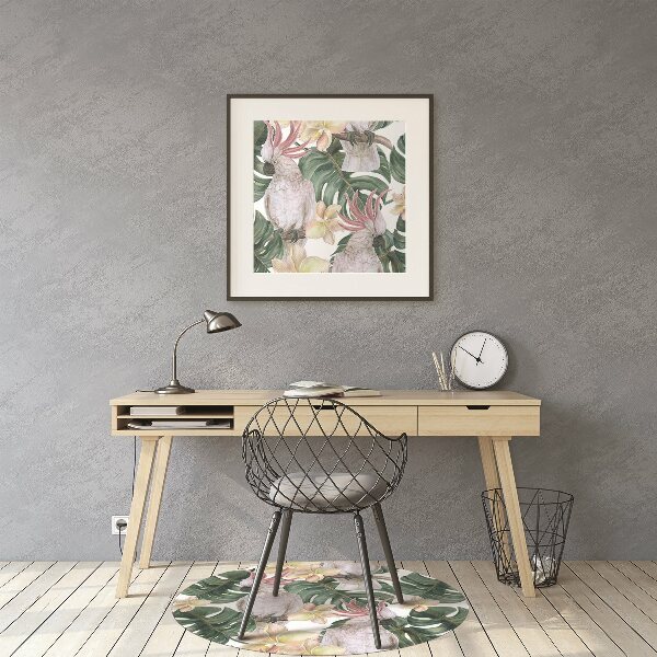 Office chair mat tropical parrots