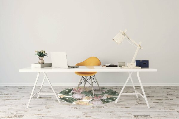 Office chair mat tropical parrots