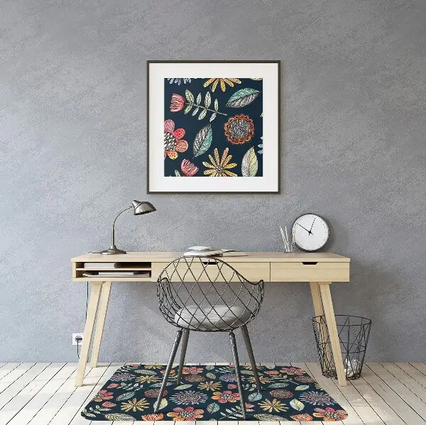 Office chair mat Colorful flowers