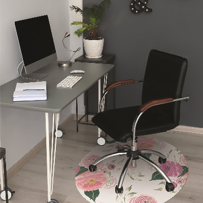 Desk chair mat pink flowers