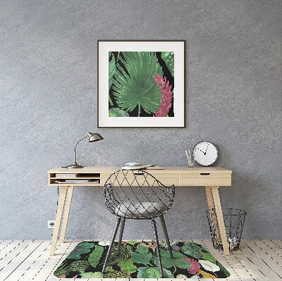 Office chair mat tropical leaves