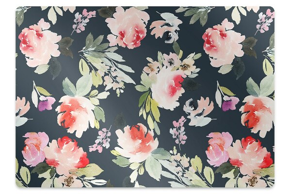 Office chair mat painted flowers