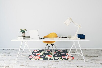 Office chair mat painted flowers