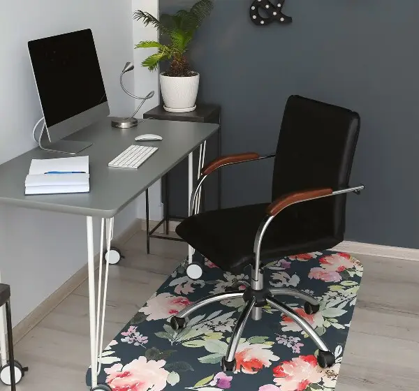 Office chair mat painted flowers