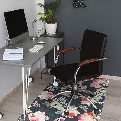 Office chair mat painted flowers