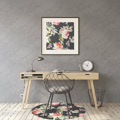 Office chair mat painted flowers