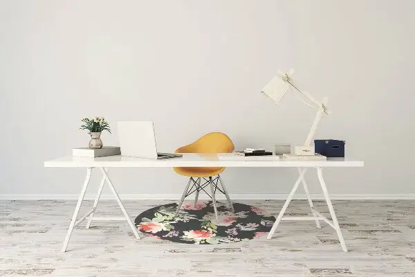 Office chair mat painted flowers
