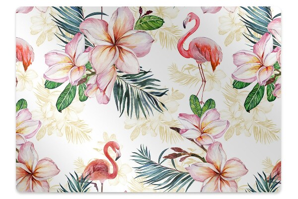 Chair mat Flamingos in flowers