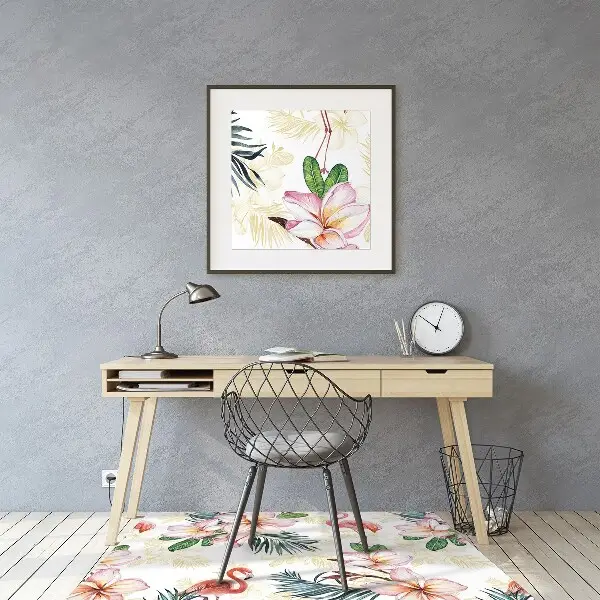 Chair mat Flamingos in flowers