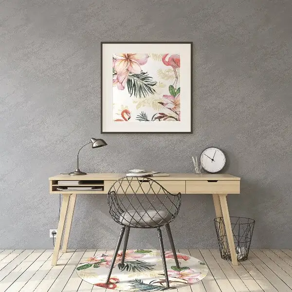 Chair mat Flamingos in flowers