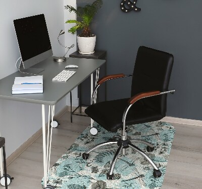 Office chair floor protector Flowers and dragonflies