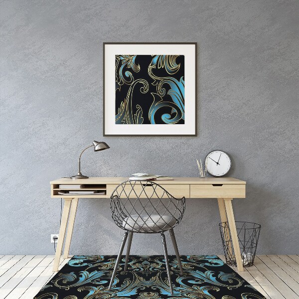 Desk chair mat baroque pattern