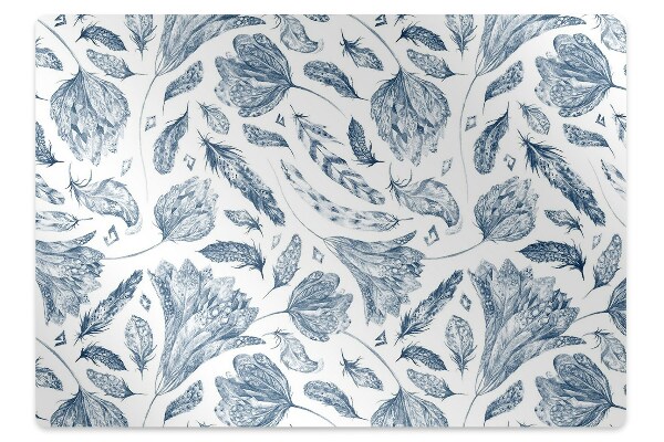 Office chair mat blue leaves