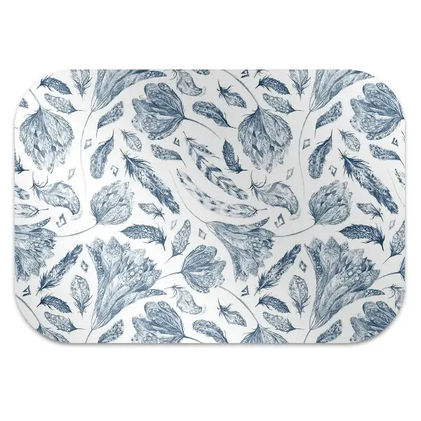 Office chair mat blue leaves