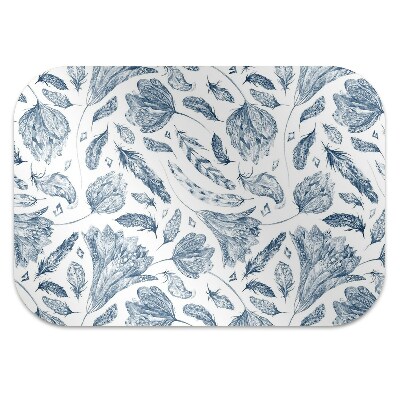 Office chair mat blue leaves