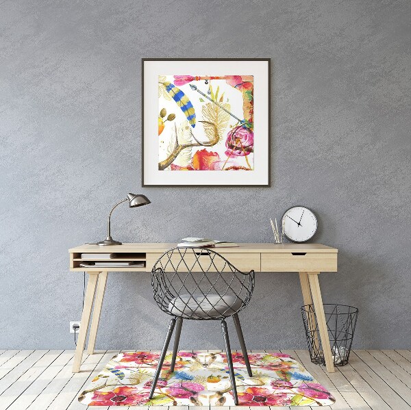 Office chair mat Indian motifs