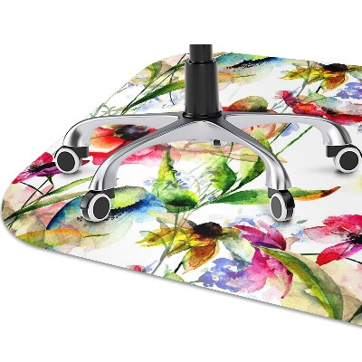 Office chair mat Colored flowers