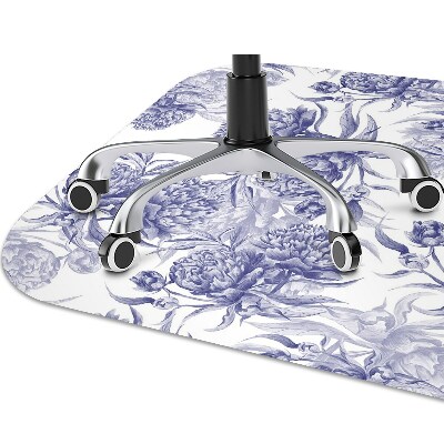 Office chair mat purple peonies