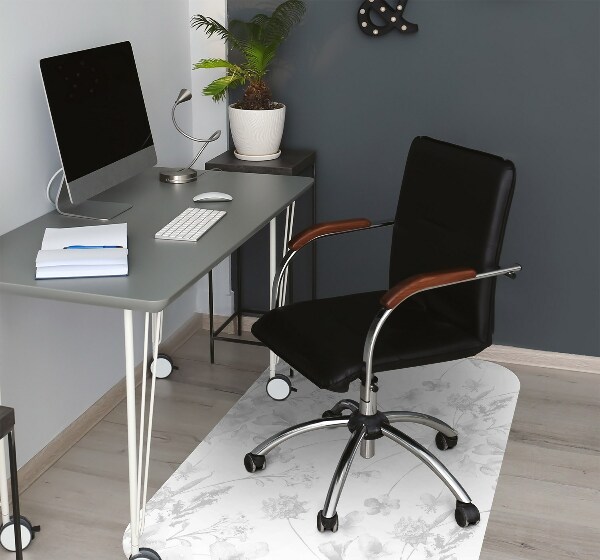 Computer chair mat gray flowers