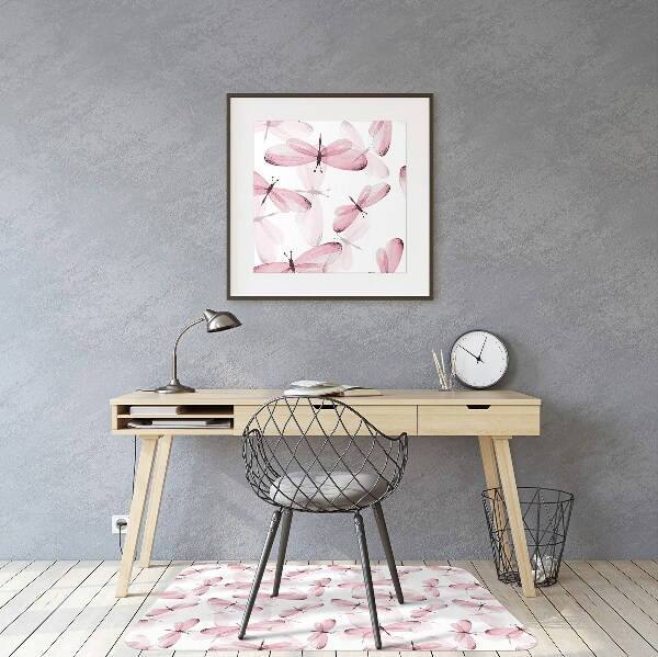 Computer chair mat pink dragonfly