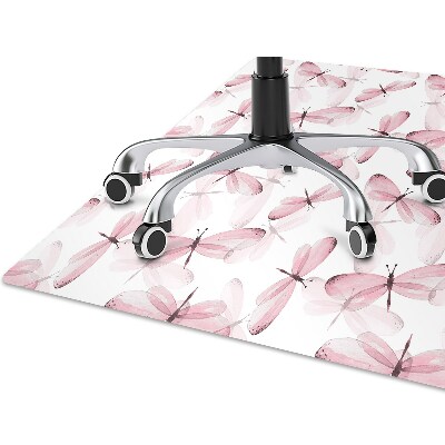 Computer chair mat pink dragonfly