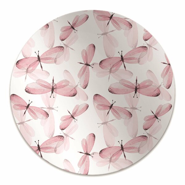 Computer chair mat pink dragonfly