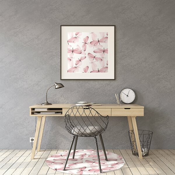Computer chair mat pink dragonfly