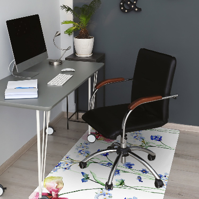 Office chair mat painted flowers