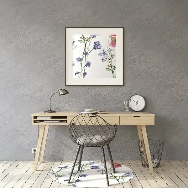 Office chair mat painted flowers