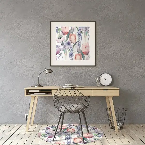 Office chair mat Spring bouquet