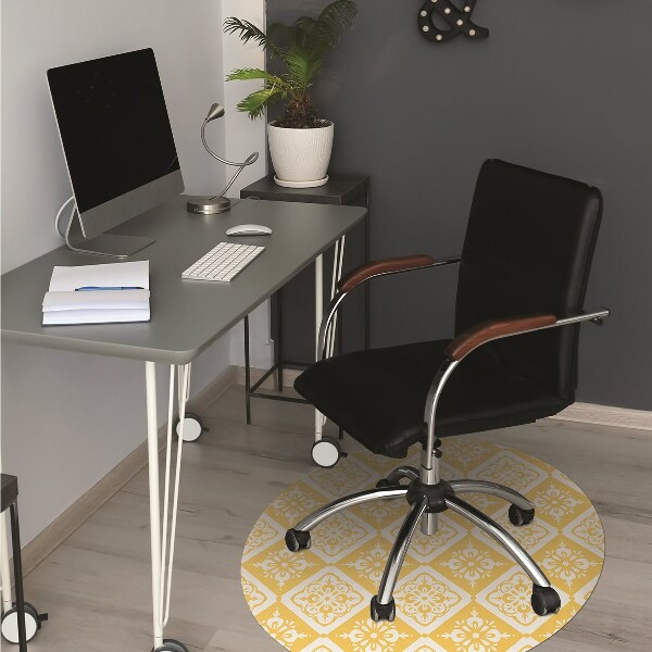 Chair mat floor panels protector Yellow and white pattern