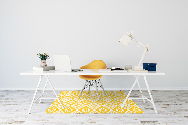 Chair mat floor panels protector Yellow and white pattern