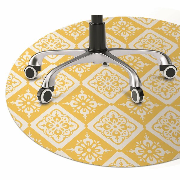 Chair mat floor panels protector Yellow and white pattern