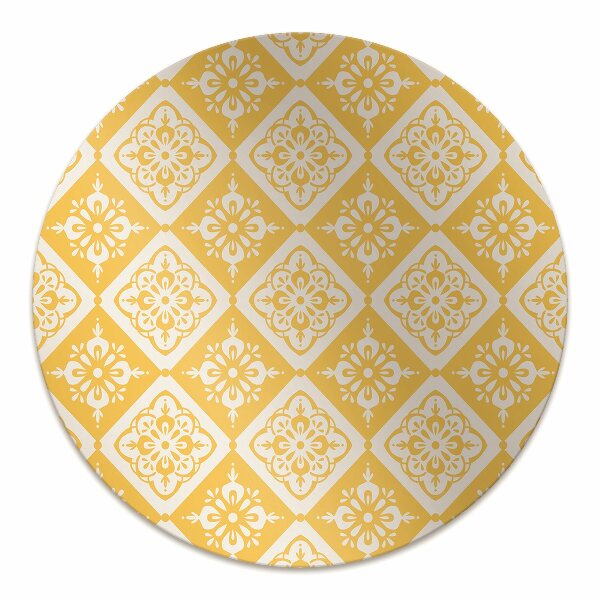 Chair mat floor panels protector Yellow and white pattern