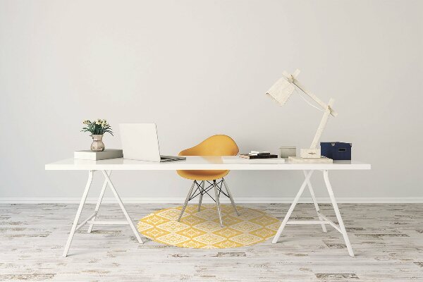 Chair mat floor panels protector Yellow and white pattern