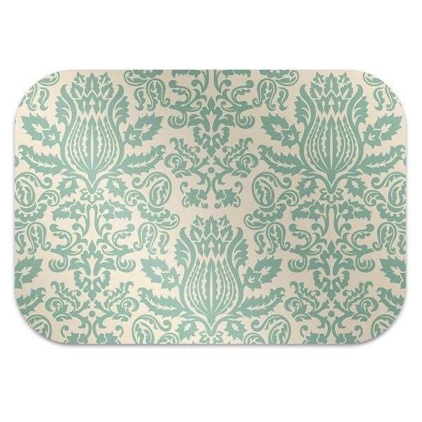 Office chair mat green Damask