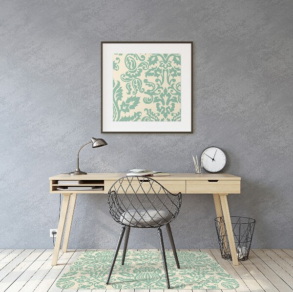 Office chair mat green Damask