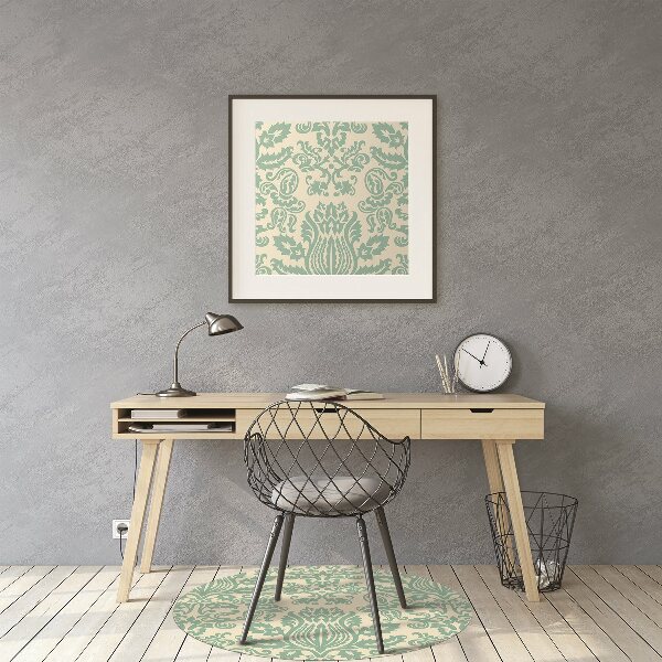 Office chair mat green Damask