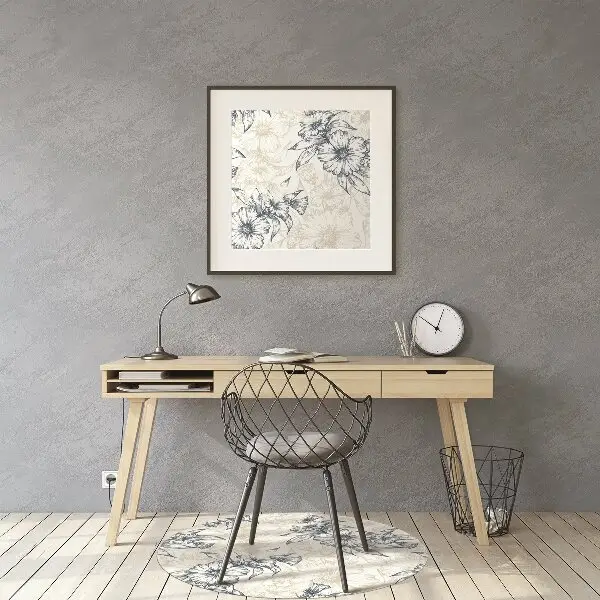 Office chair mat floral art