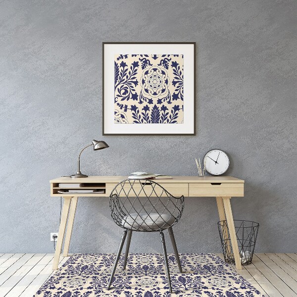 Office chair floor protector blue pattern