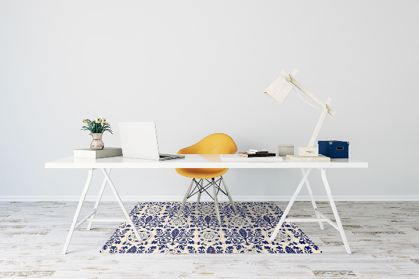 Office chair floor protector blue pattern