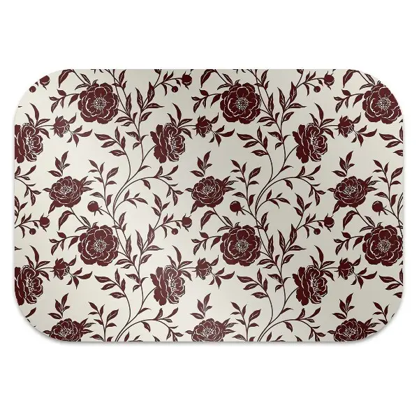 Office chair floor protector maroon flowers