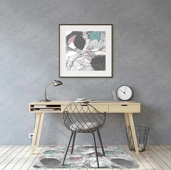 Desk chair mat floral pattern