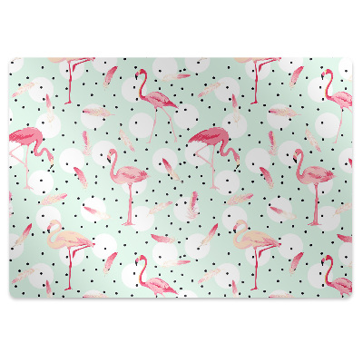 Office chair mat Flamingos and dots