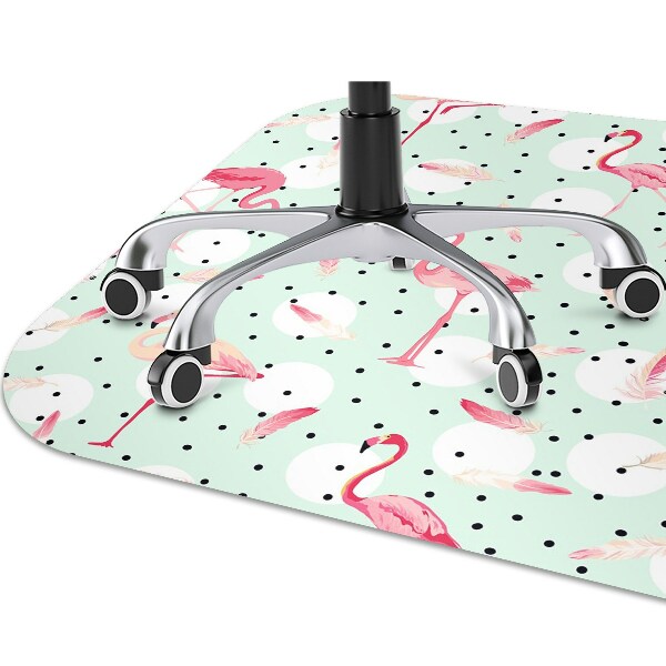 Office chair mat Flamingos and dots
