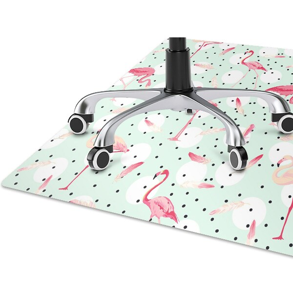 Office chair mat Flamingos and dots