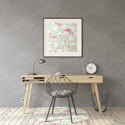 Office chair mat Flamingos and dots