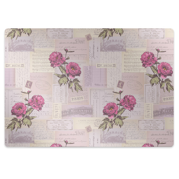 Office chair mat Paper and peonies